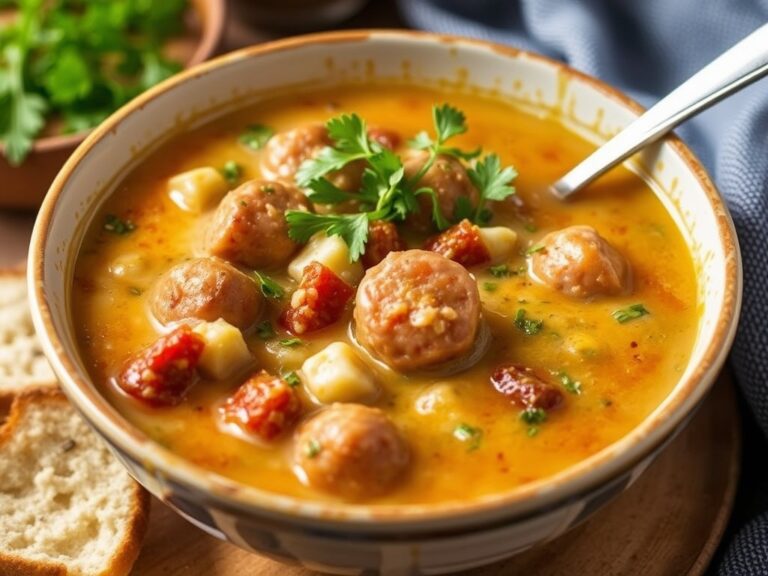 Creamy Parmesan Italian Sausage Soup - A rich and flavorful soup recipe with Italian sausage and creamy parmesan cheese.