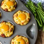 A batch of easy breakfast egg muffins in a muffin tin.