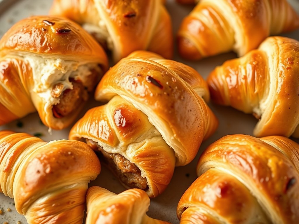 Sausage Cream Cheese Crescent Rolls - Irresistible pastry filled with savory sausage and creamy cheese, a delectable treat.